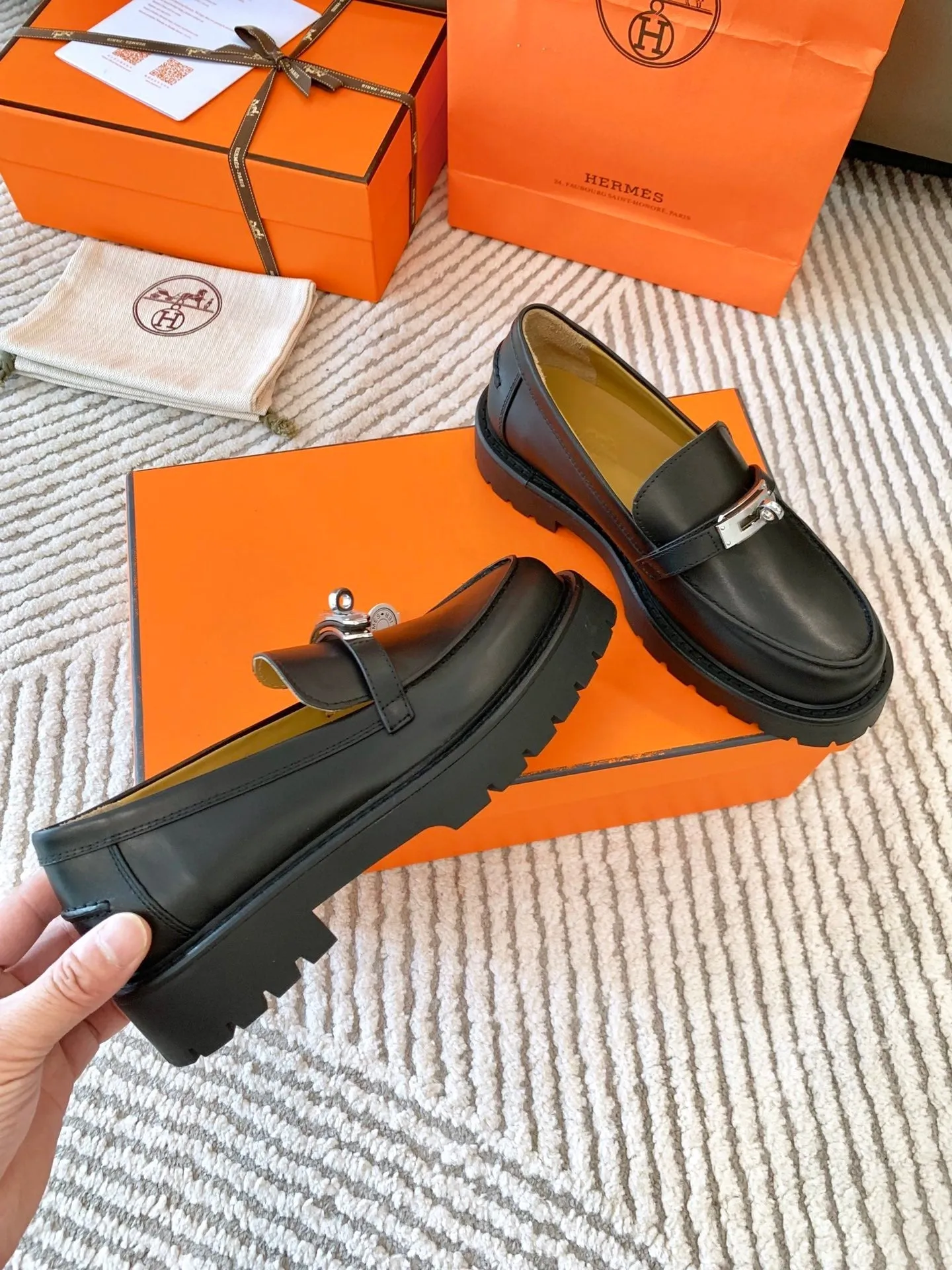 HM Icone Loafer Black Nappa Goat Leather 963174