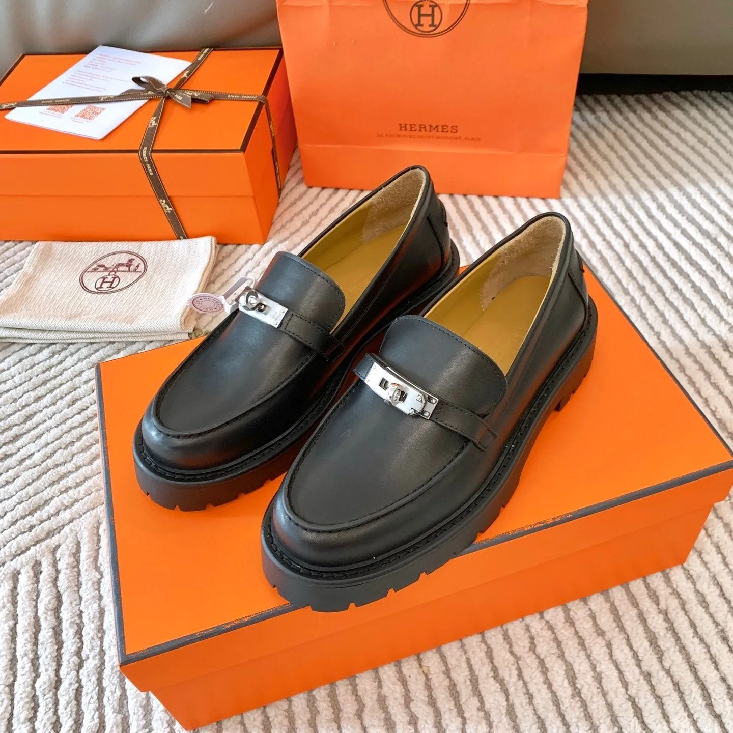 HM Icone Loafer Black Nappa Goat Leather 963174