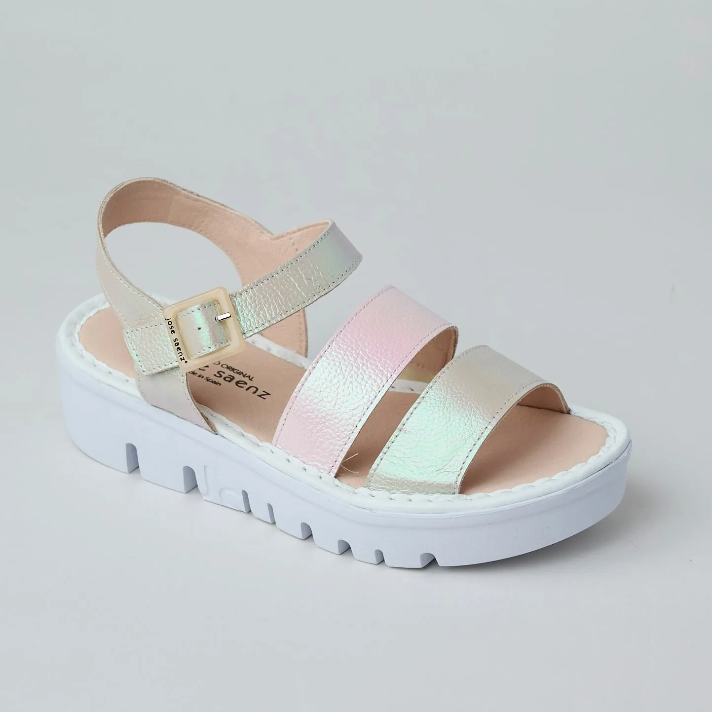 Jose Saenz Pink and Gold Leather Sandals