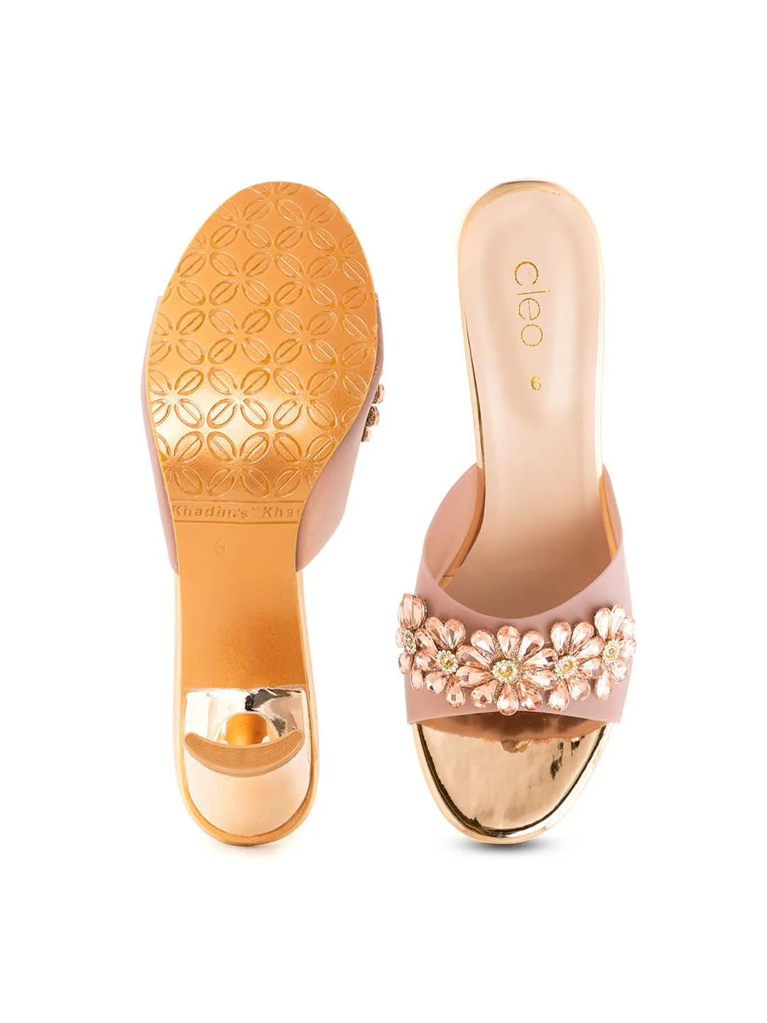 Khadim Cleo High Heel Block Mule Slip On Sandal for Women