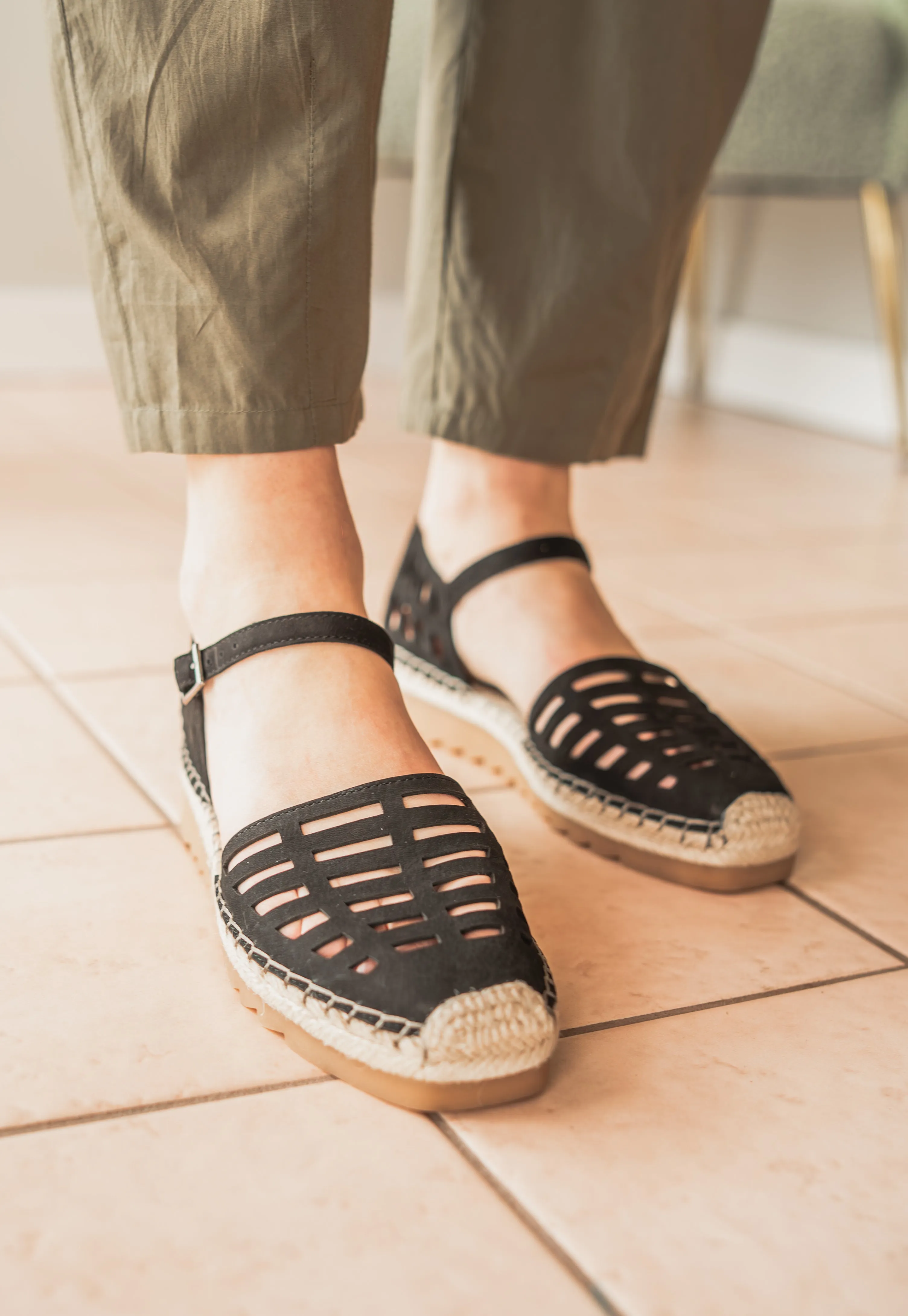 Leather Cutout Espadrilles