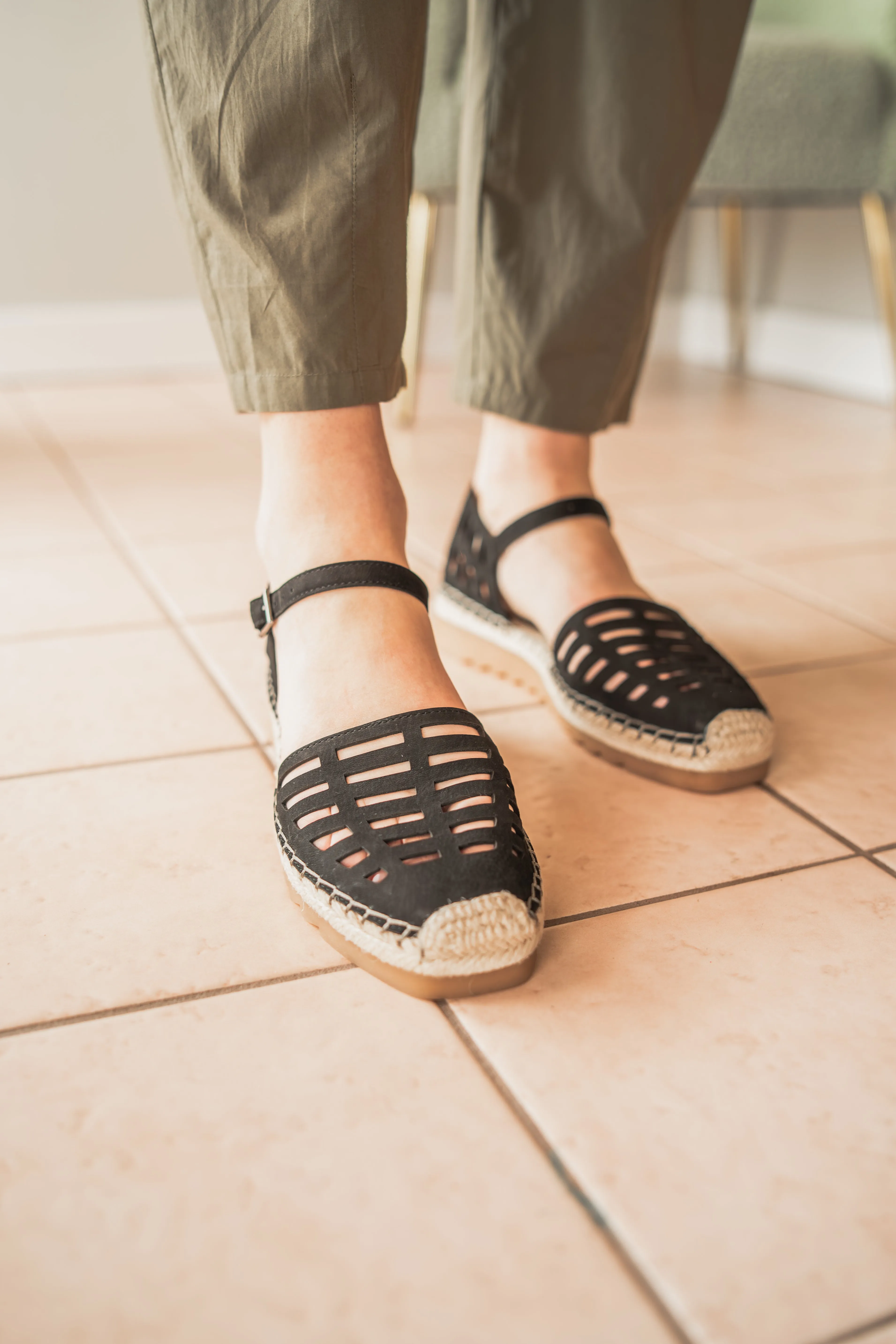 Leather Cutout Espadrilles
