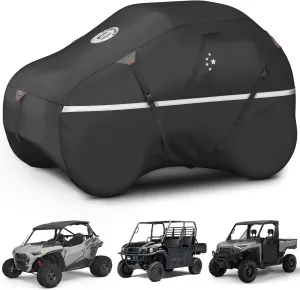 LIBZAKI UTV Covers,420D Heavy Duty Waterproof UTV Cover 2-3 Seaters/4-6 Seaters for Polaris Ranger RZR PRO XP 4 Yamaha Rhino Can-Am Defender Pioneer Kawasaki Mule Sxs Teryx Black-XL
