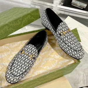 LOAFER IN MIX BLACK MONOGRAM WHITE FABRIC WITH Quick resolution JACQUARD Gucci HORSEBIT Holiday sale MEN'S