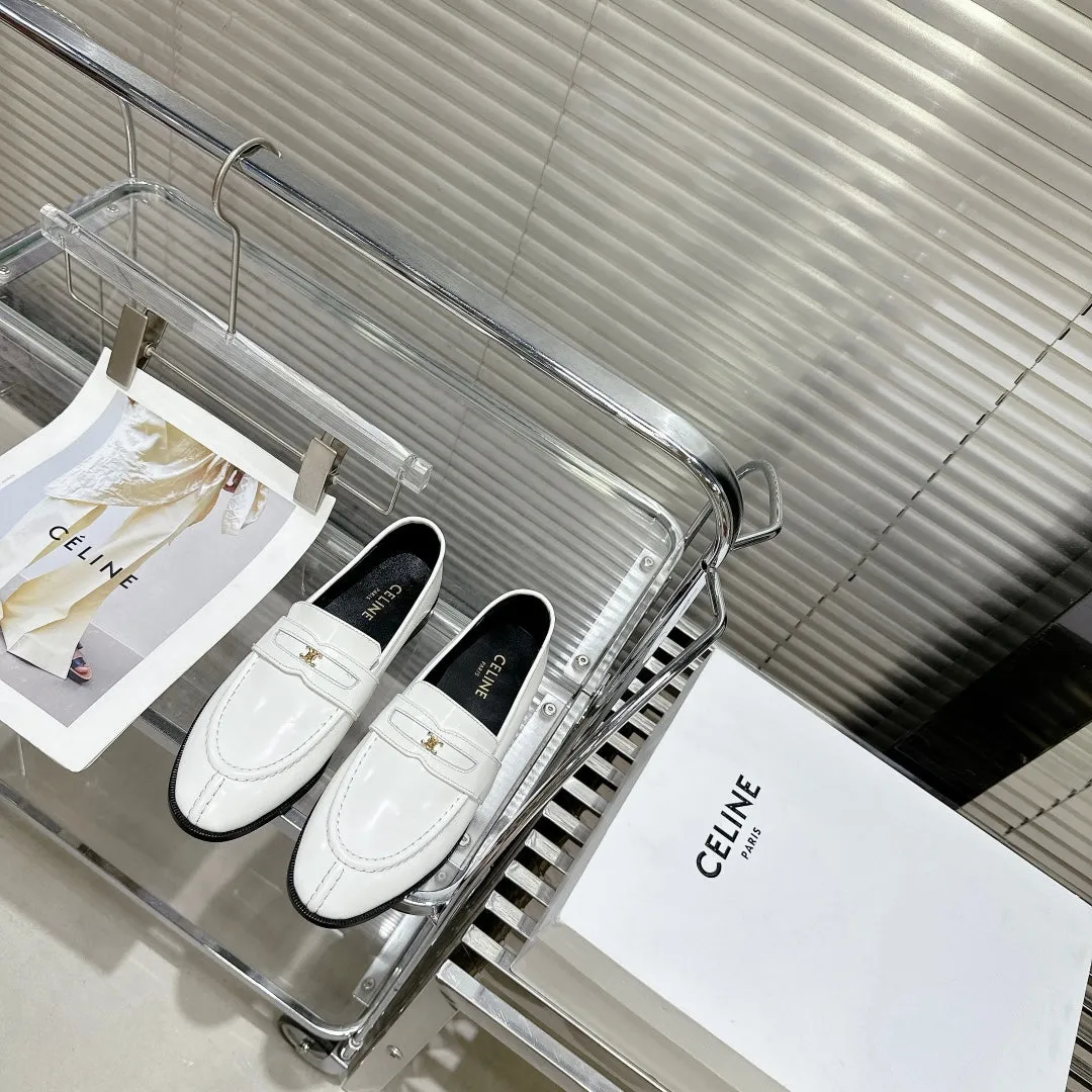 LOAFERS SHEEPSKIN Celine DE FLAT TRIOMPHE Referral discount WHITE ARC Priority shipping