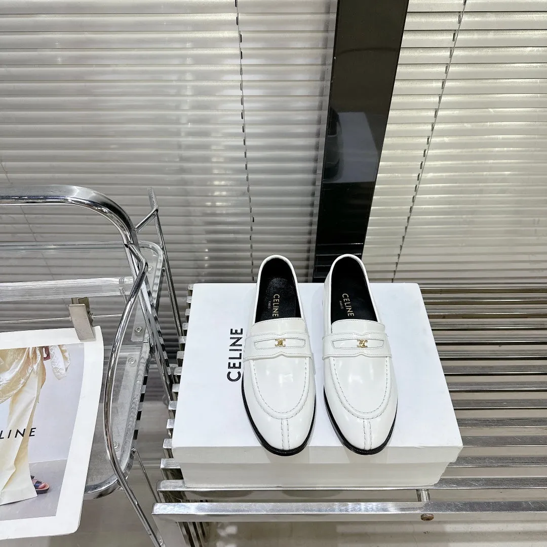 LOAFERS SHEEPSKIN Celine DE FLAT TRIOMPHE Referral discount WHITE ARC Priority shipping