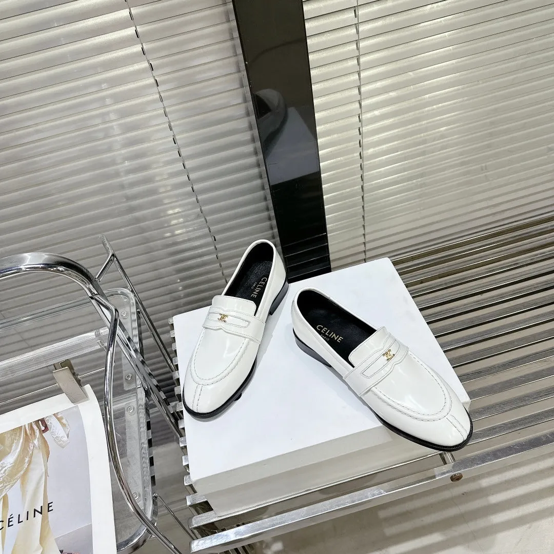 LOAFERS SHEEPSKIN Celine DE FLAT TRIOMPHE Referral discount WHITE ARC Priority shipping