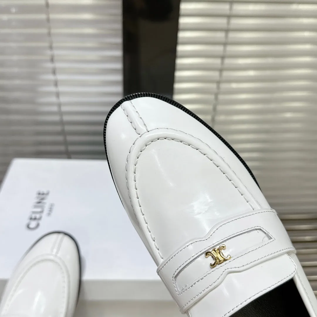LOAFERS SHEEPSKIN Celine DE FLAT TRIOMPHE Referral discount WHITE ARC Priority shipping