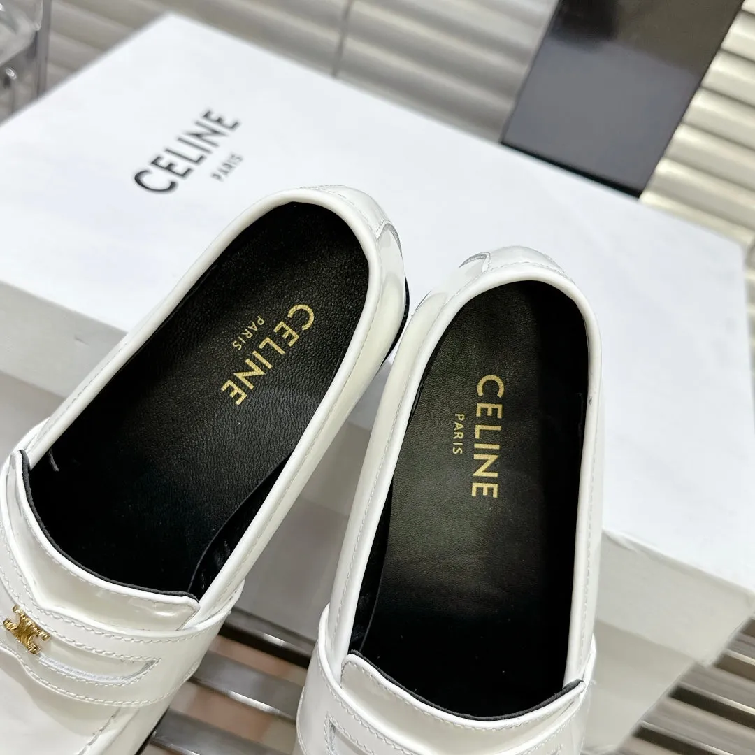 LOAFERS SHEEPSKIN Celine DE FLAT TRIOMPHE Referral discount WHITE ARC Priority shipping