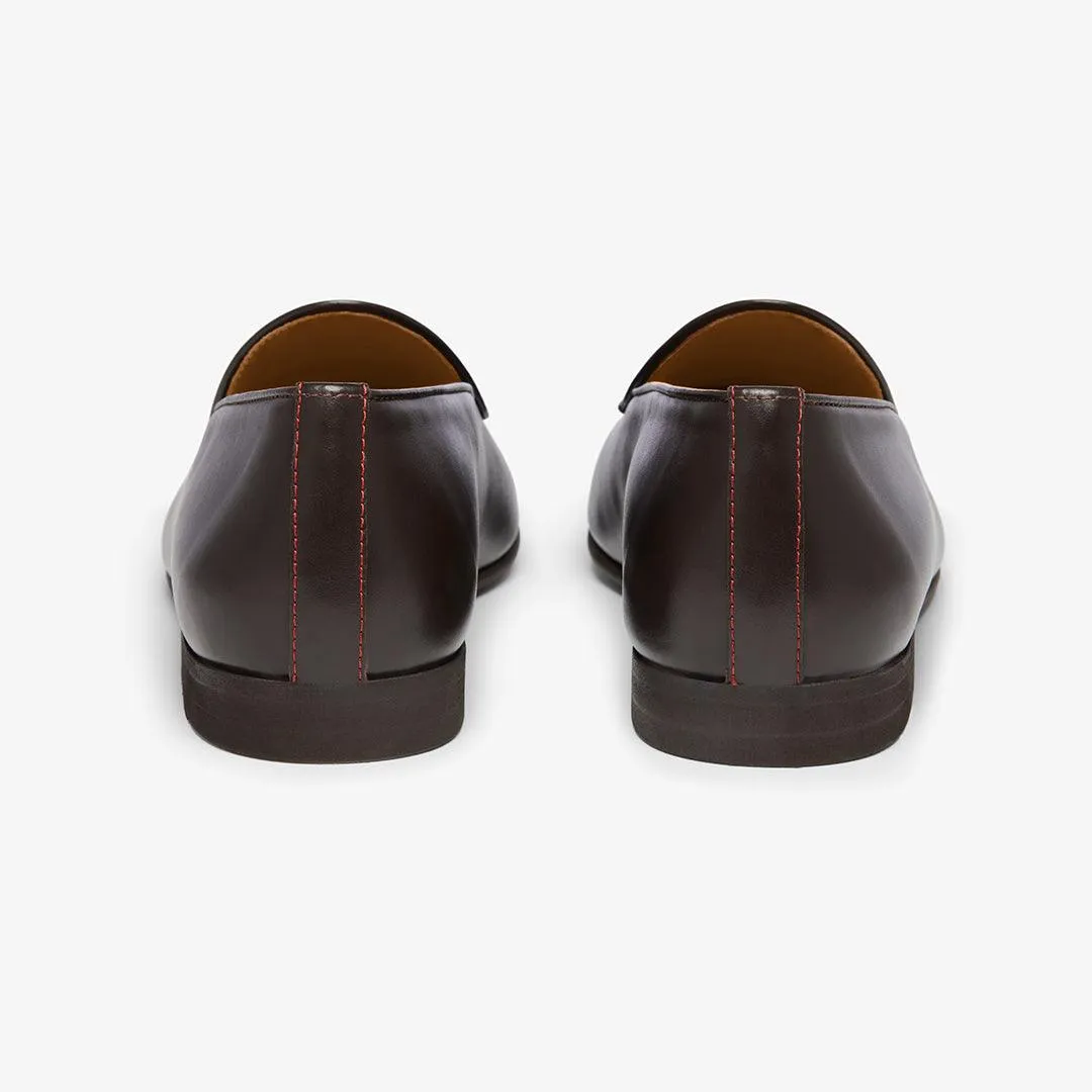 Men's Dark Brown Leather Milano Loafer From Del Toro Shoes