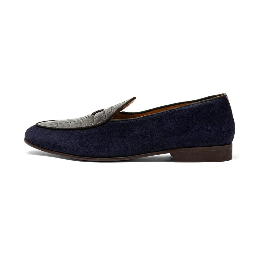 Men's Navy Croc Milano Loafer From Del Toro Shoes