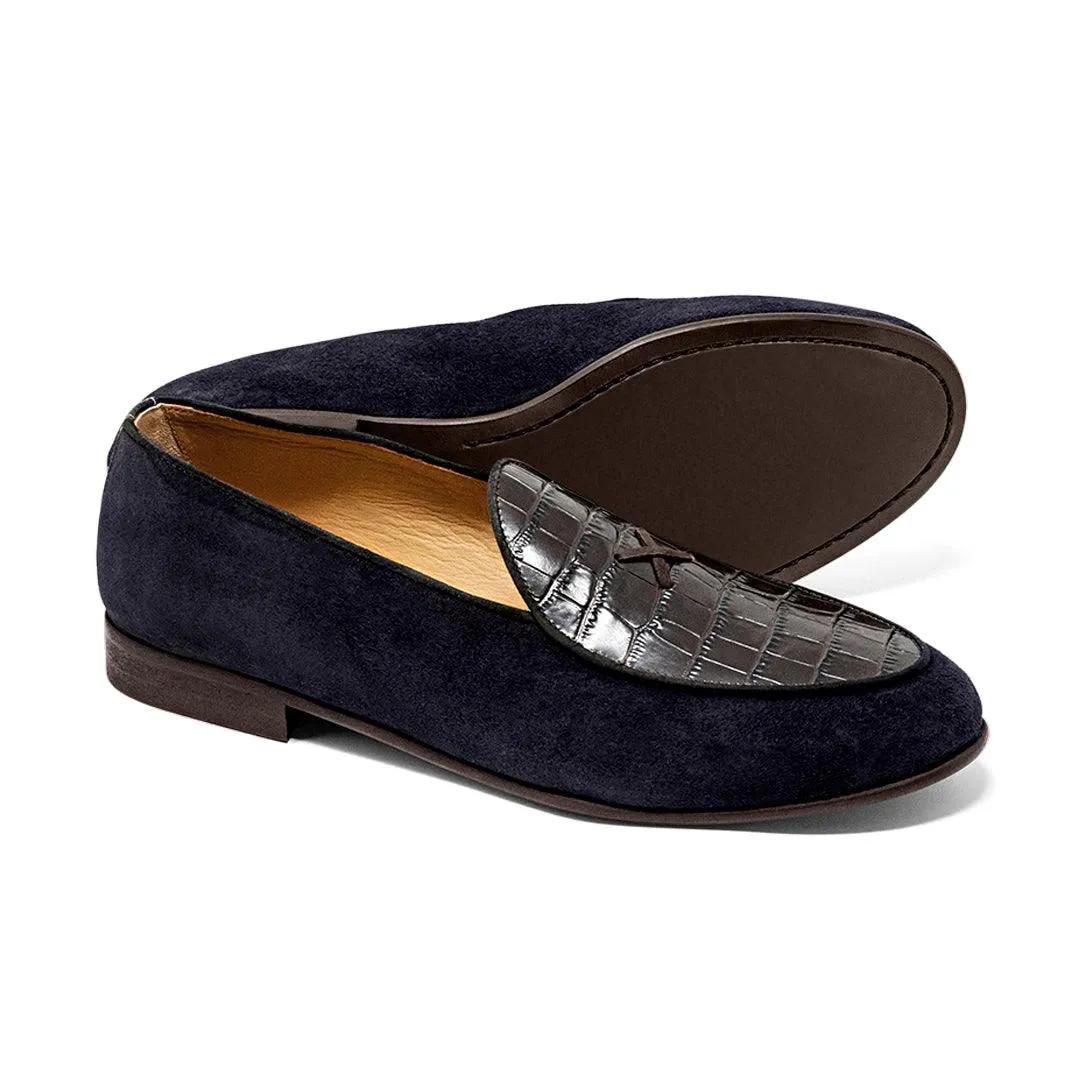 Men's Navy Croc Milano Loafer From Del Toro Shoes