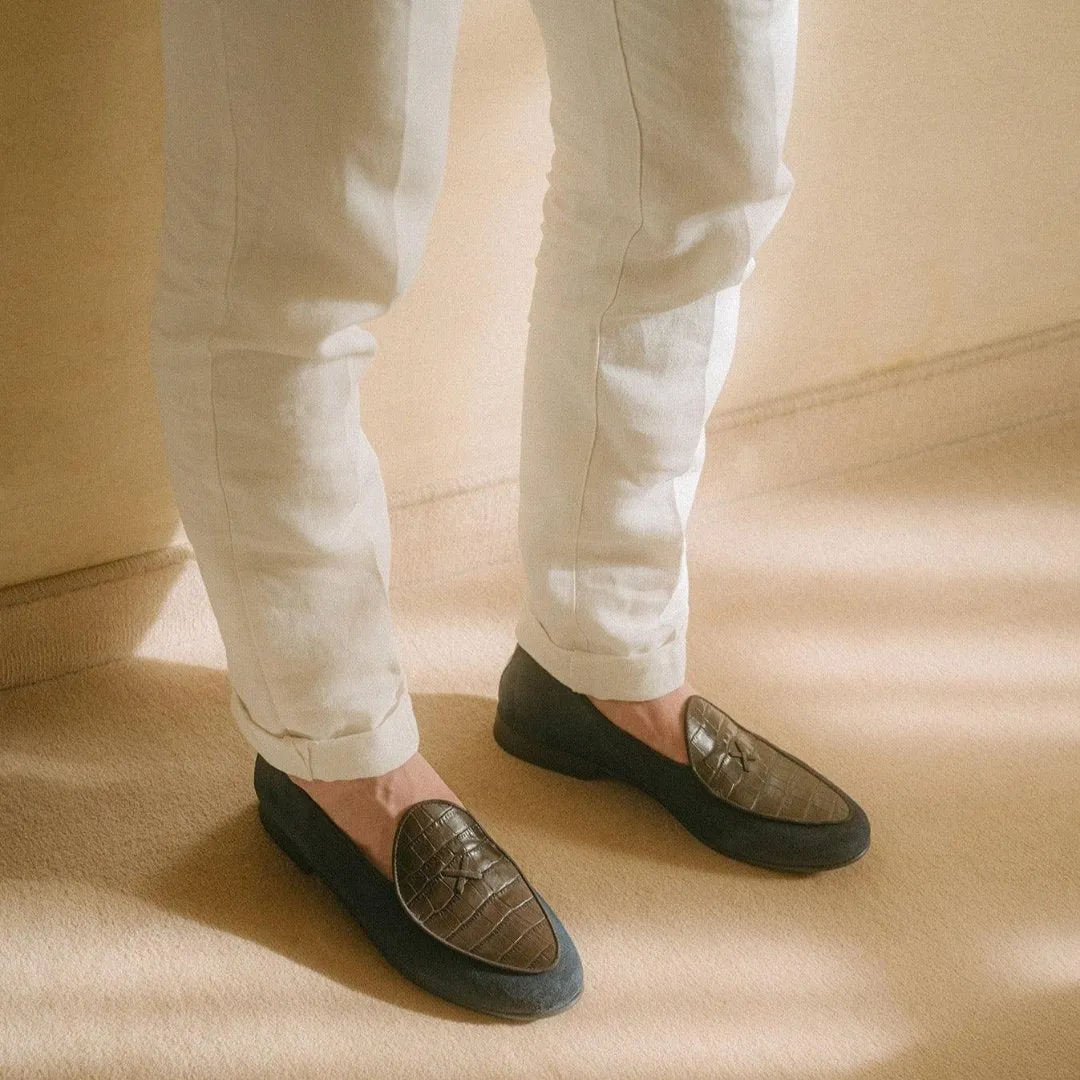 Men's Navy Croc Milano Loafer From Del Toro Shoes