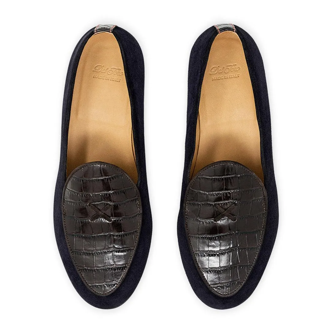 Men's Navy Croc Milano Loafer From Del Toro Shoes