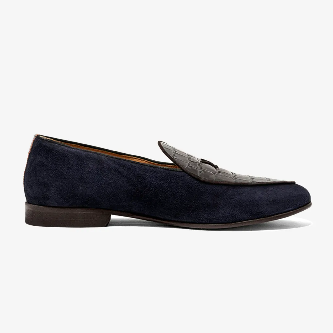 Men's Navy Croc Milano Loafer From Del Toro Shoes