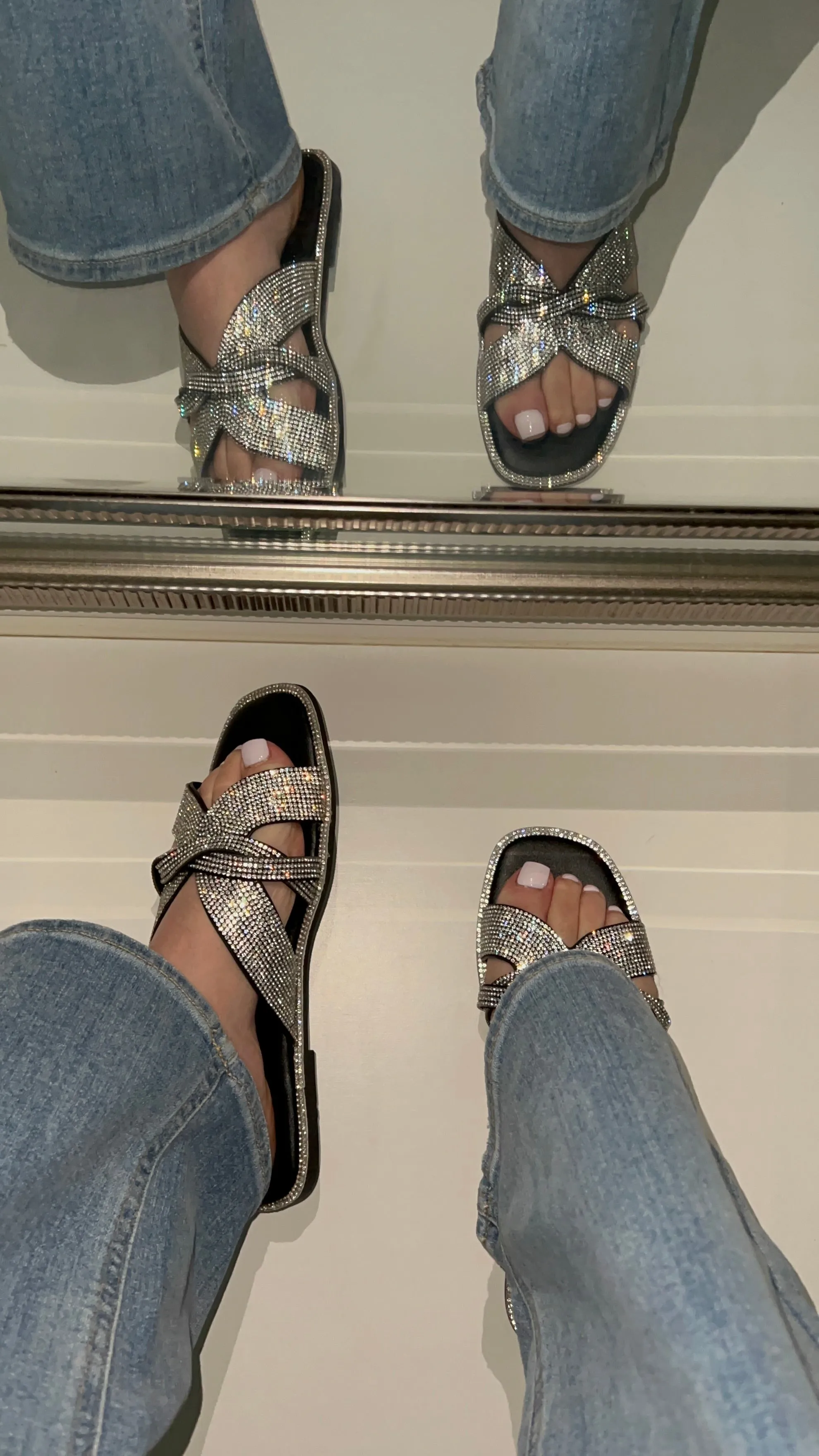 Nicole Embellished Flat Sandal - Black