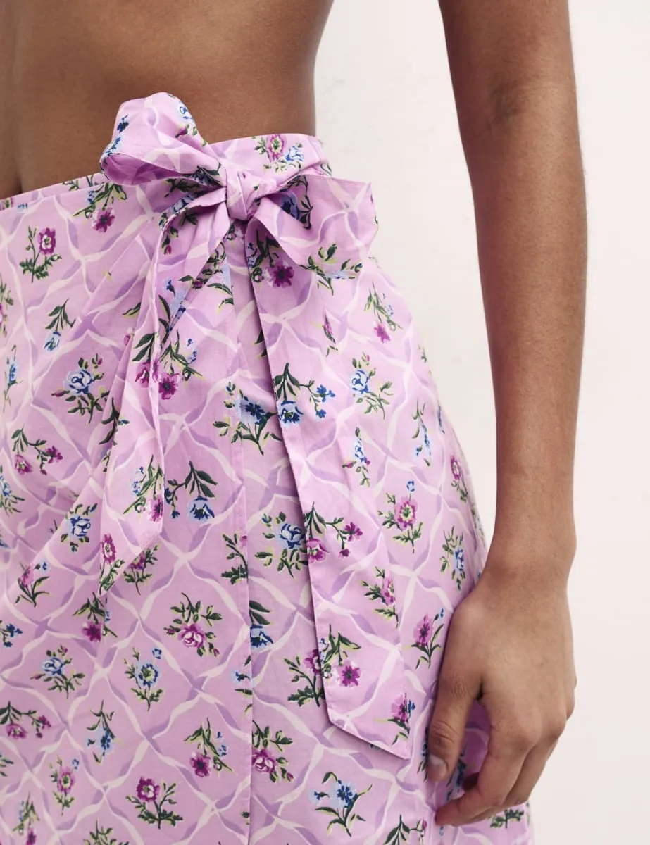 Purple Floral Tie Up Julietta Sarong