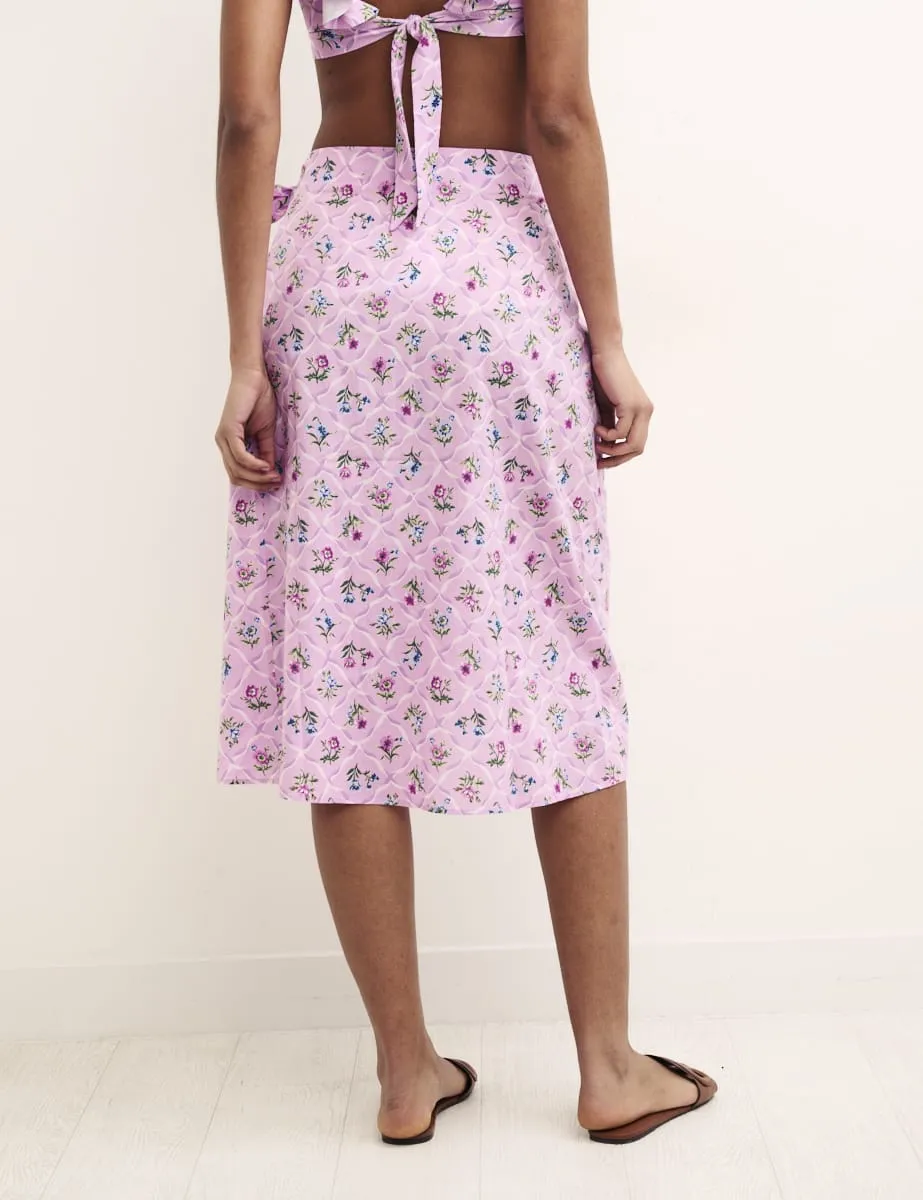 Purple Floral Tie Up Julietta Sarong