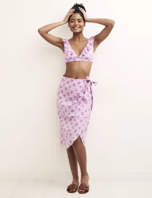 Purple Floral Tie Up Julietta Sarong