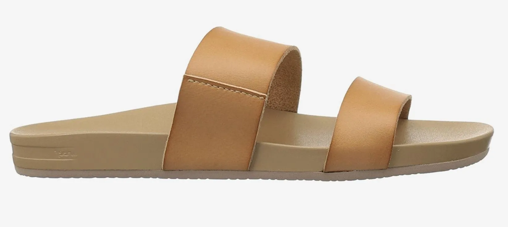 Reef Women's Cushion Vista Black - Natural Slide Sandal ( Vegan)