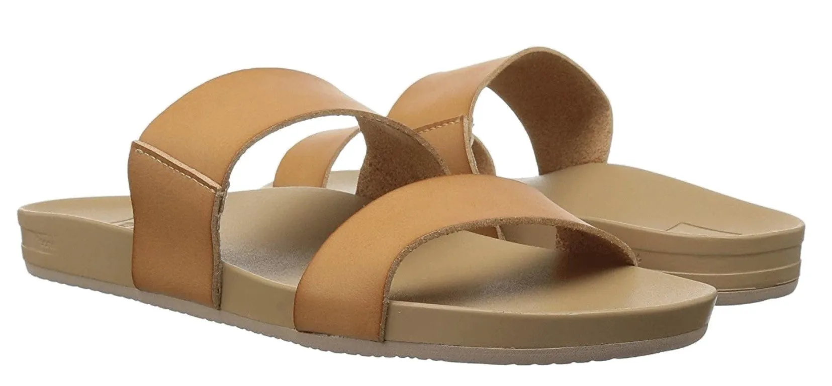 Reef Women's Cushion Vista Black - Natural Slide Sandal ( Vegan)