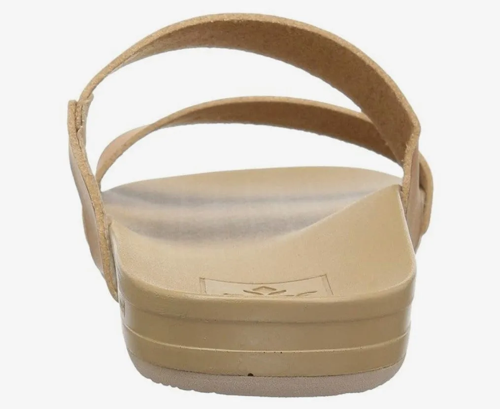 Reef Women's Cushion Vista Black - Natural Slide Sandal ( Vegan)