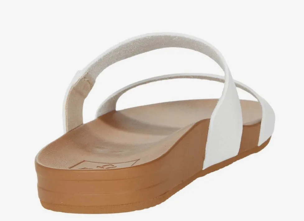 Reef Women's Cushion Vista Black - Natural Slide Sandal ( Vegan)