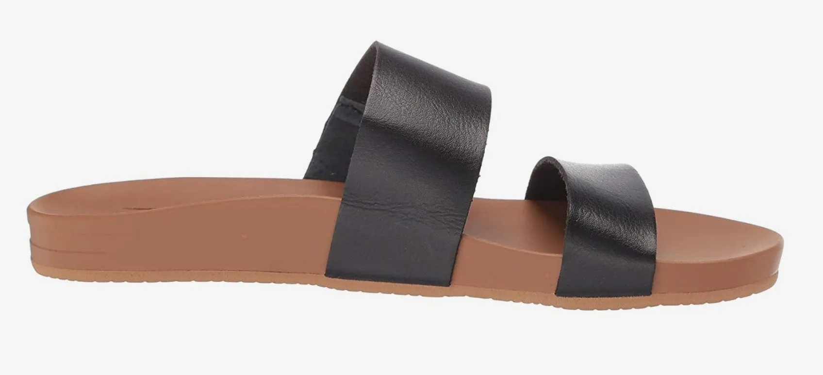 Reef Women's Cushion Vista Black - Natural Slide Sandal ( Vegan)