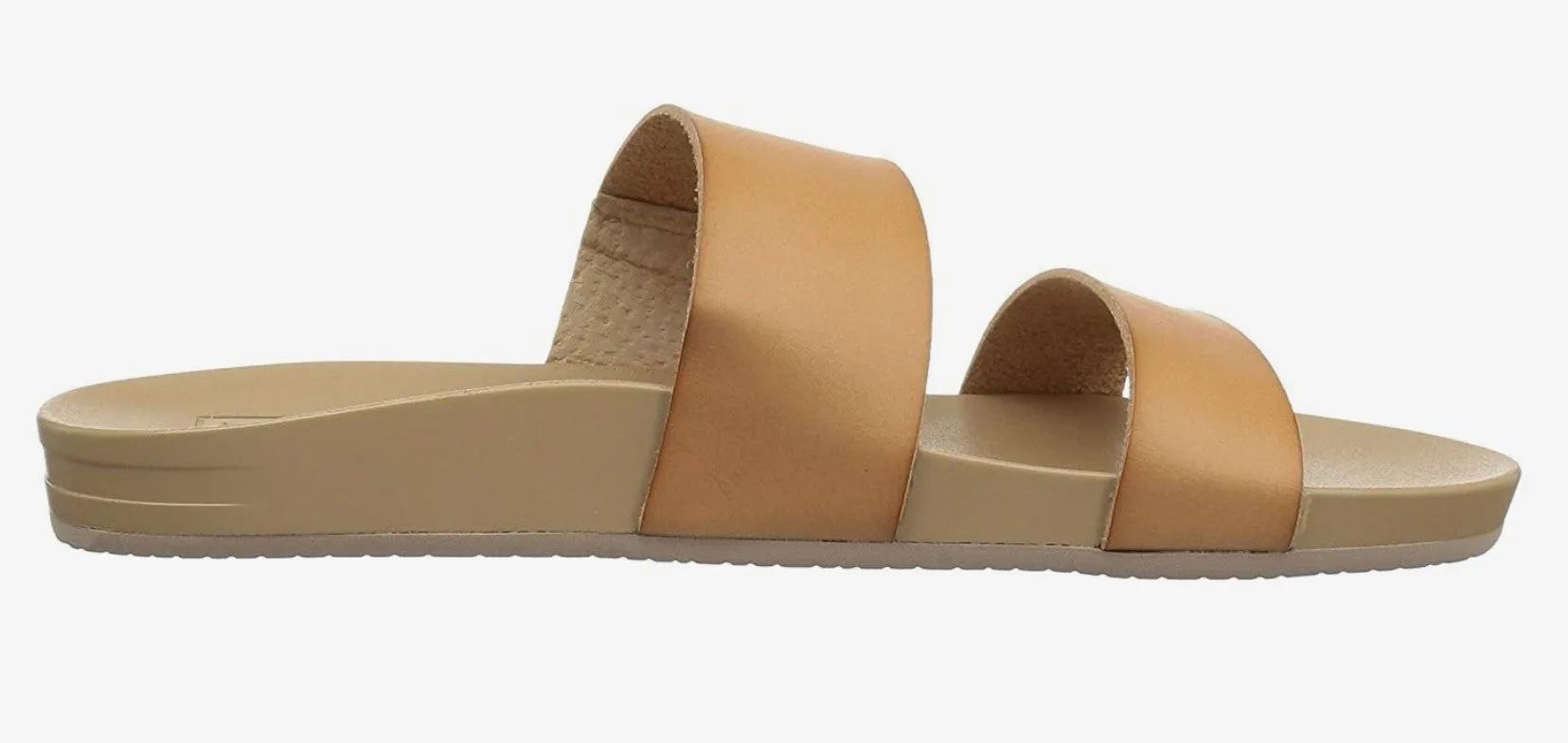 Reef Women's Cushion Vista Black - Natural Slide Sandal ( Vegan)