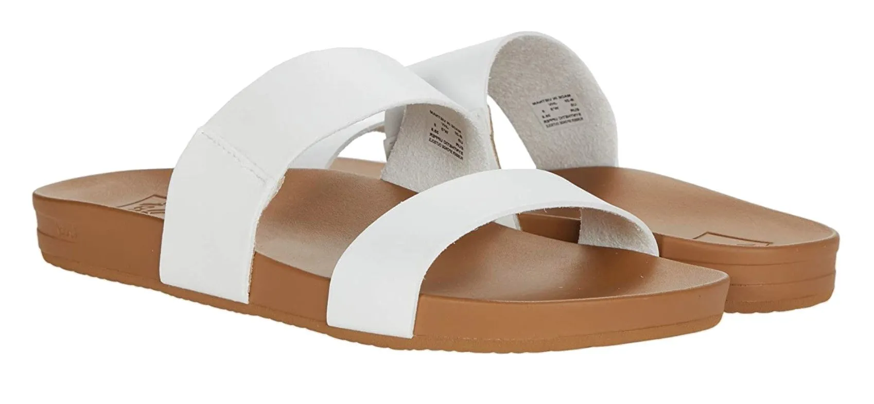 Reef Women's Cushion Vista Black - Natural Slide Sandal ( Vegan)