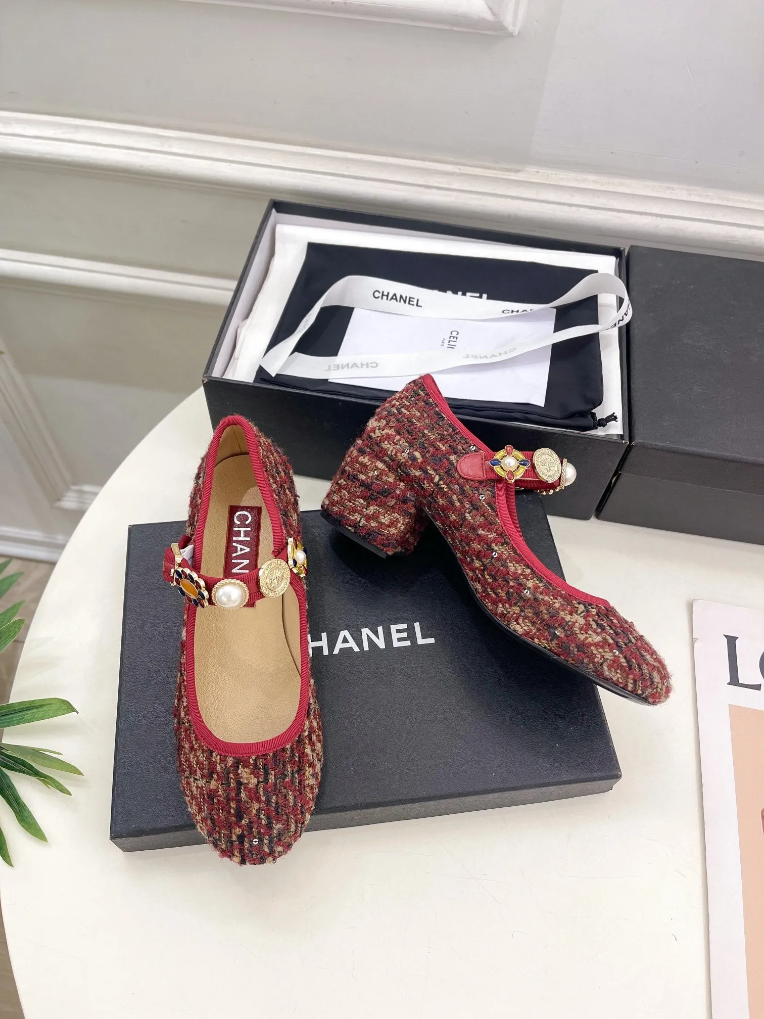 Reliable delivery High Mary CHANEL And Fabric Janes Colorful 948821 55mm Tweed Machine-learning Wool