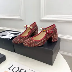 Reliable delivery High Mary CHANEL And Fabric Janes Colorful 948821 55mm Tweed Machine-learning Wool