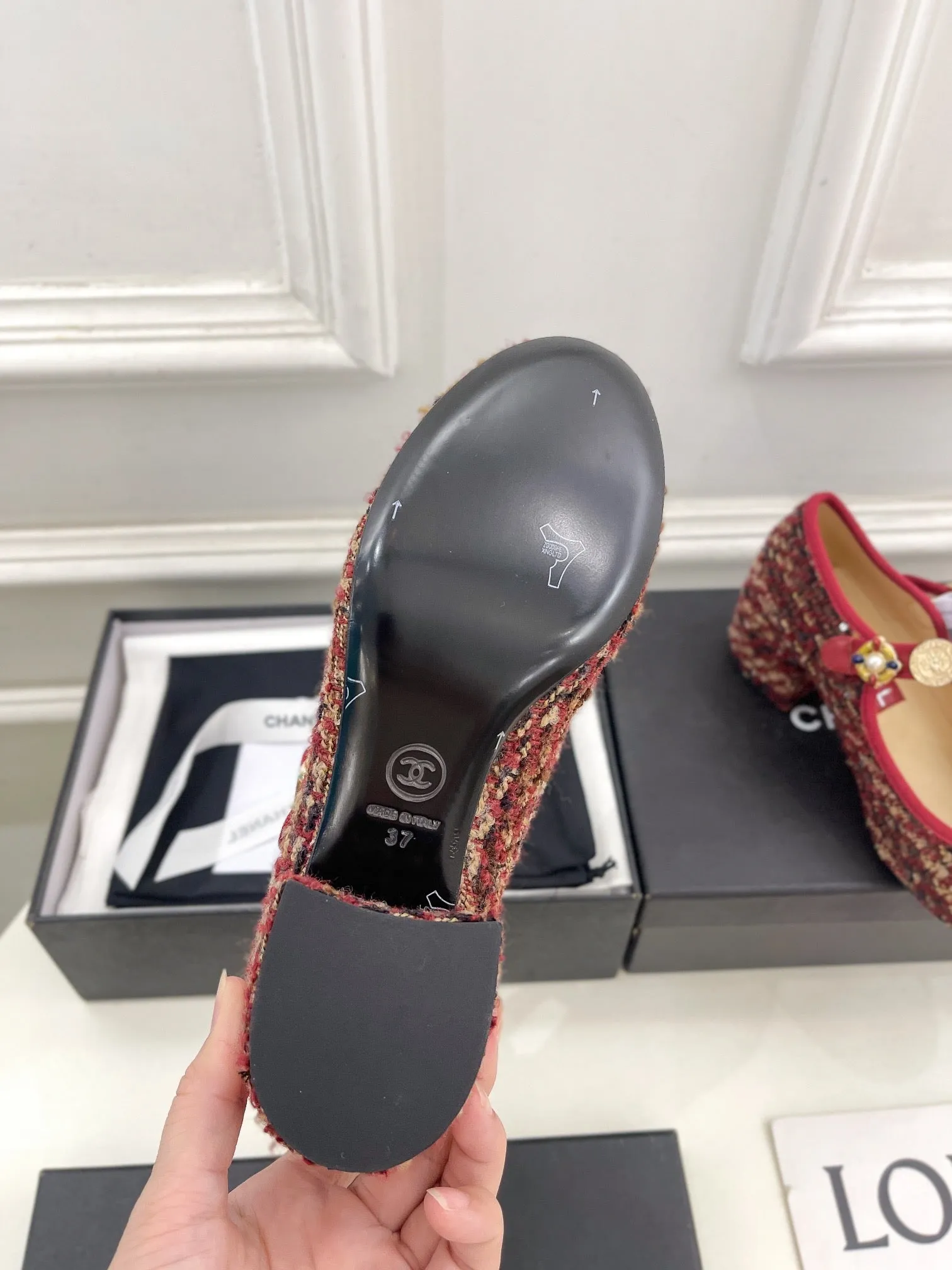 Reliable delivery High Mary CHANEL And Fabric Janes Colorful 948821 55mm Tweed Machine-learning Wool