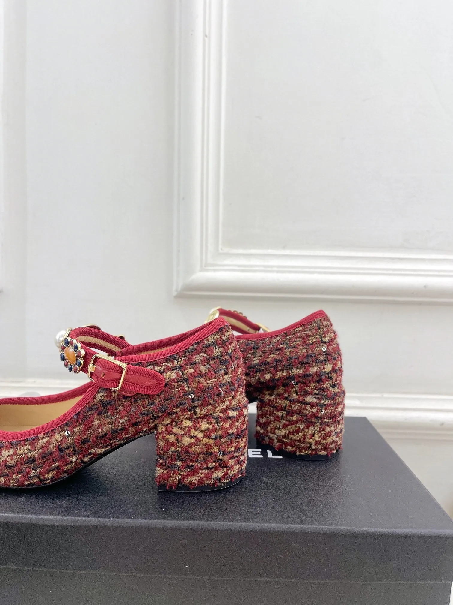 Reliable delivery High Mary CHANEL And Fabric Janes Colorful 948821 55mm Tweed Machine-learning Wool