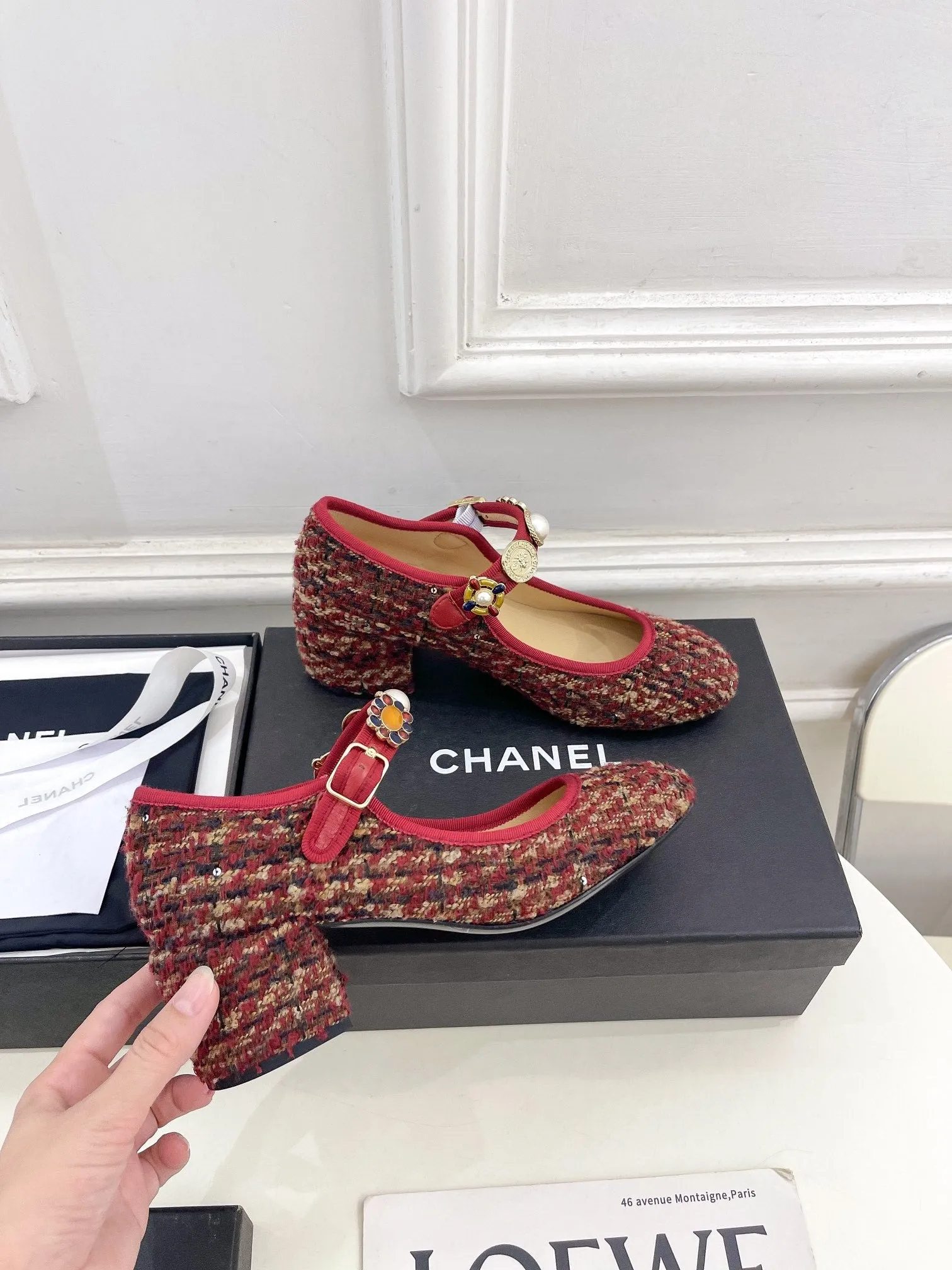 Reliable delivery High Mary CHANEL And Fabric Janes Colorful 948821 55mm Tweed Machine-learning Wool