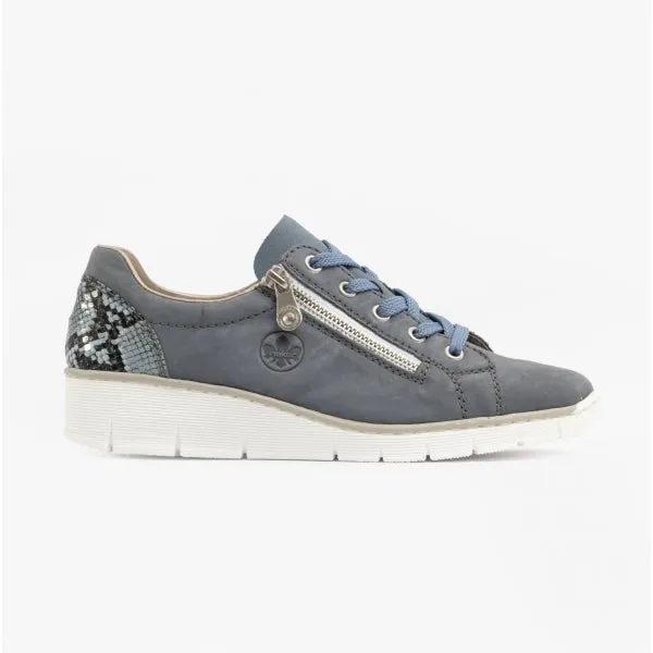 Rieker 53702-15 Womens Trainers Jeans Blue