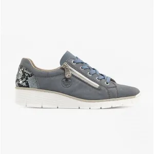 Rieker 53702-15 Womens Trainers Jeans Blue