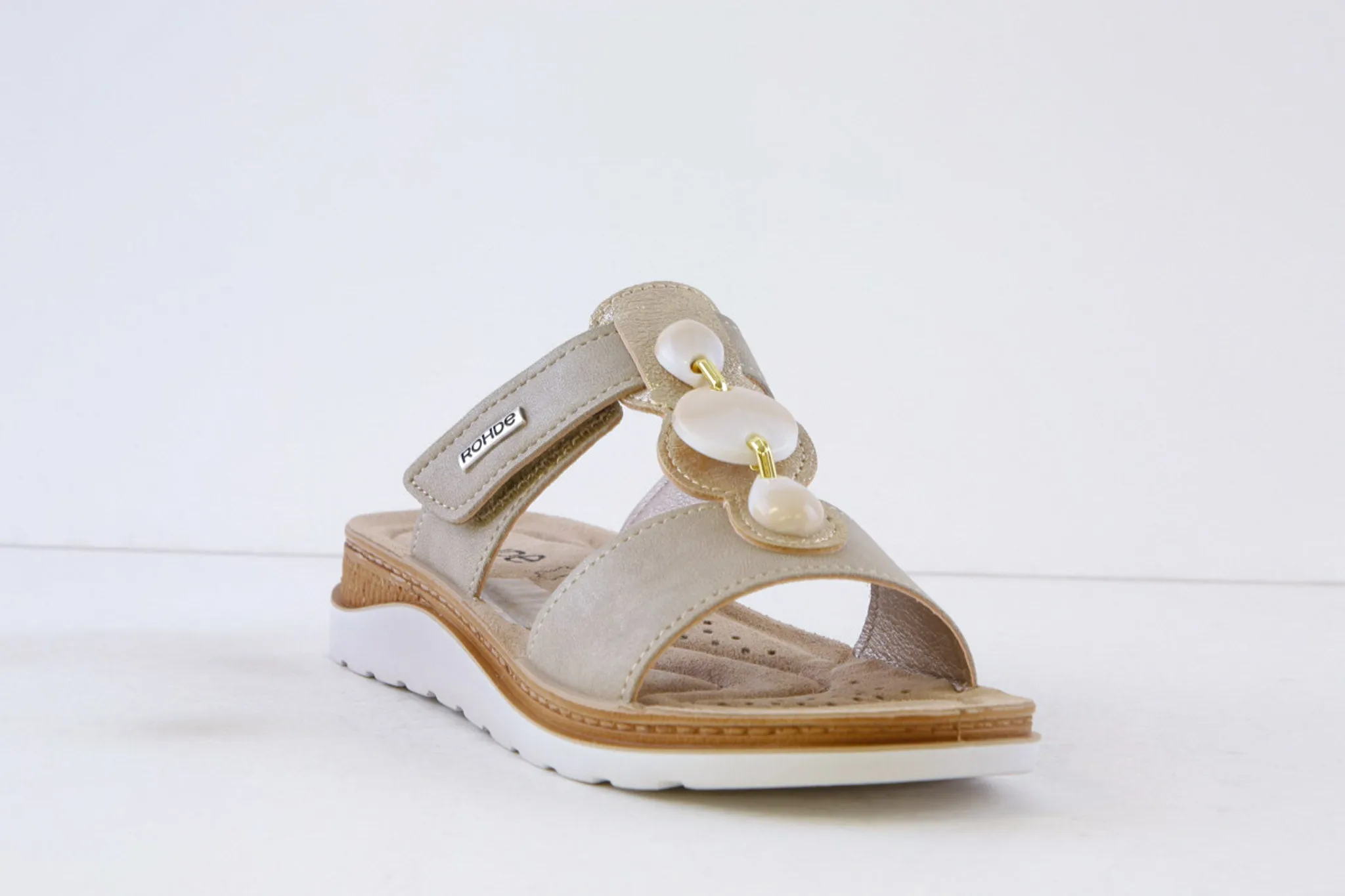 ROHDE - 1305 14 LOW WEDGE (VELCRO STRAP) MULE - NATURAL