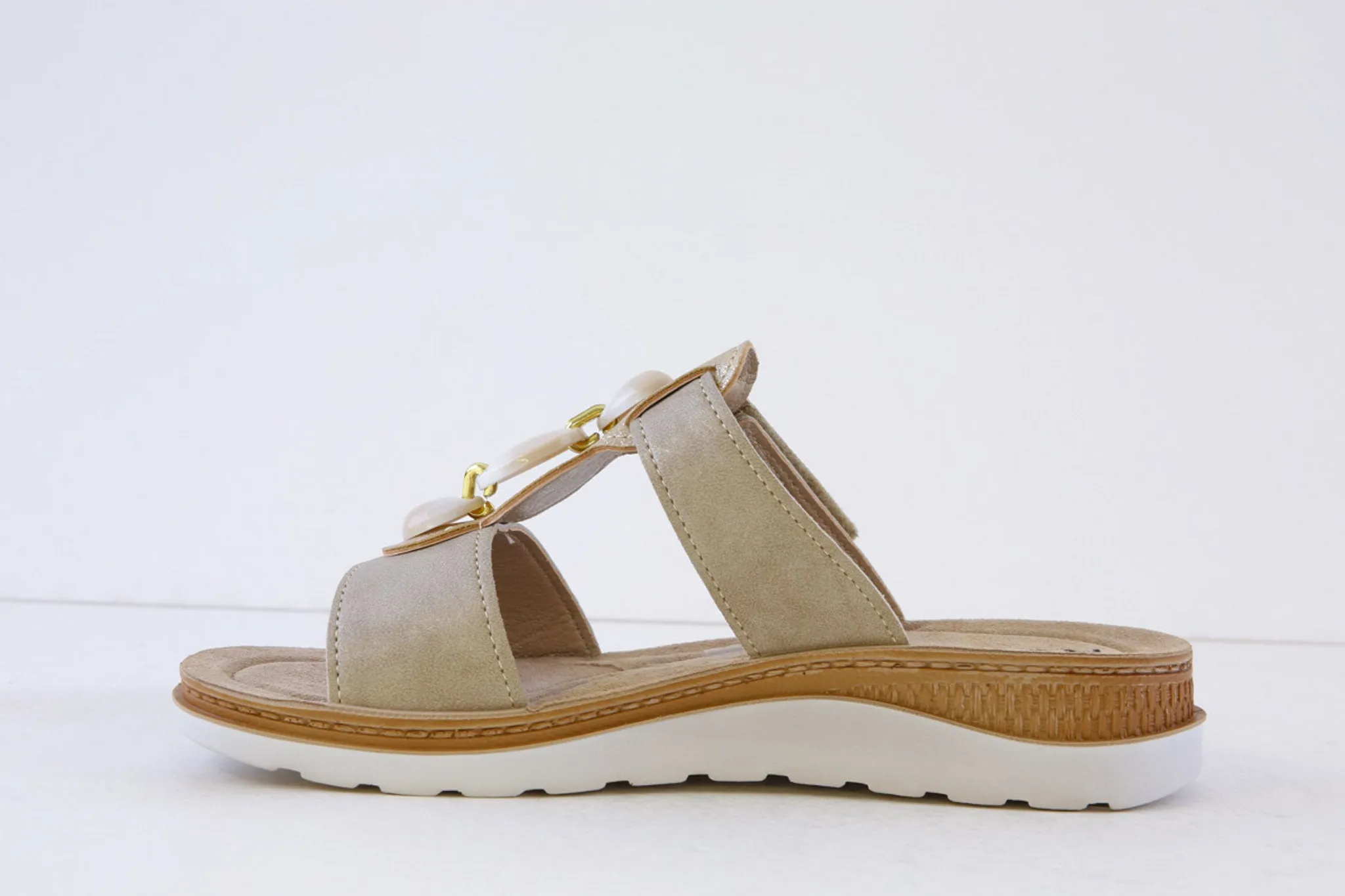 ROHDE - 1305 14 LOW WEDGE (VELCRO STRAP) MULE - NATURAL