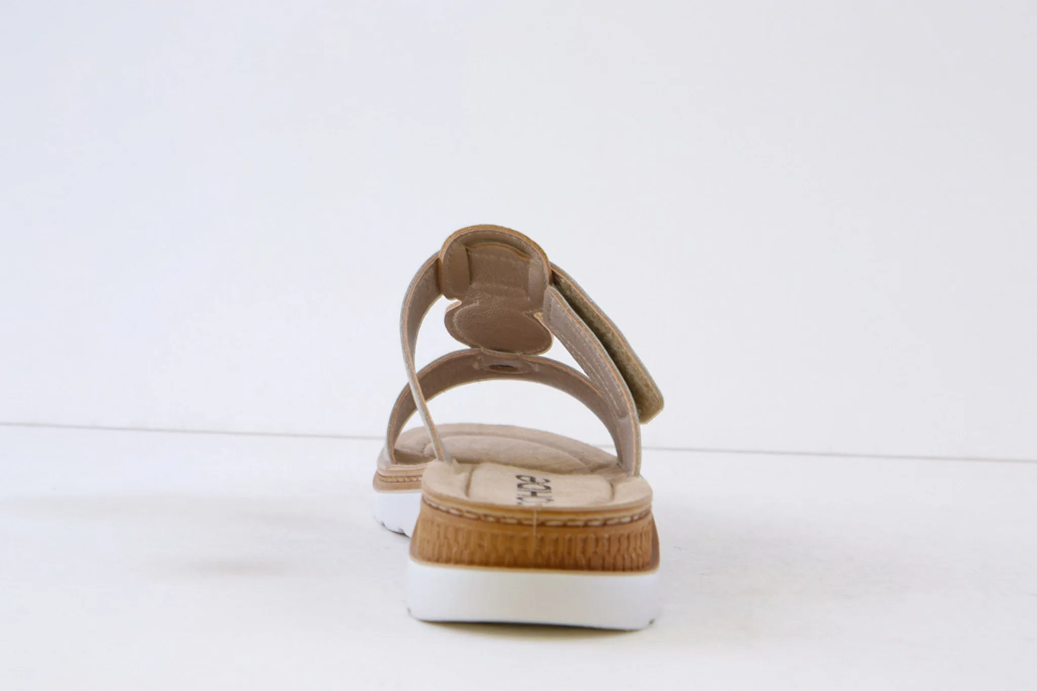 ROHDE - 1305 14 LOW WEDGE (VELCRO STRAP) MULE - NATURAL