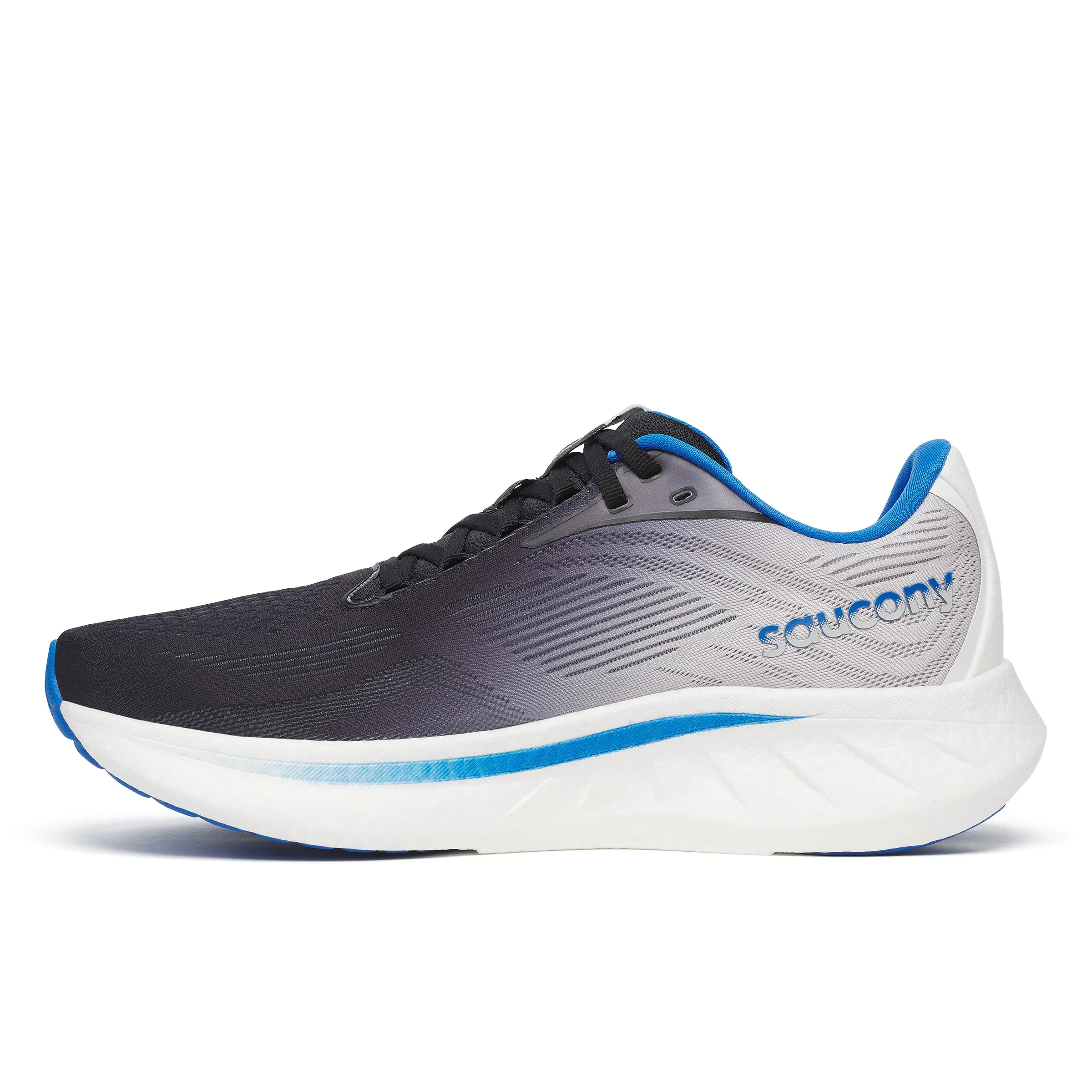 Saucony Ride 18 - Mens Lace Trainer in Black/Sky