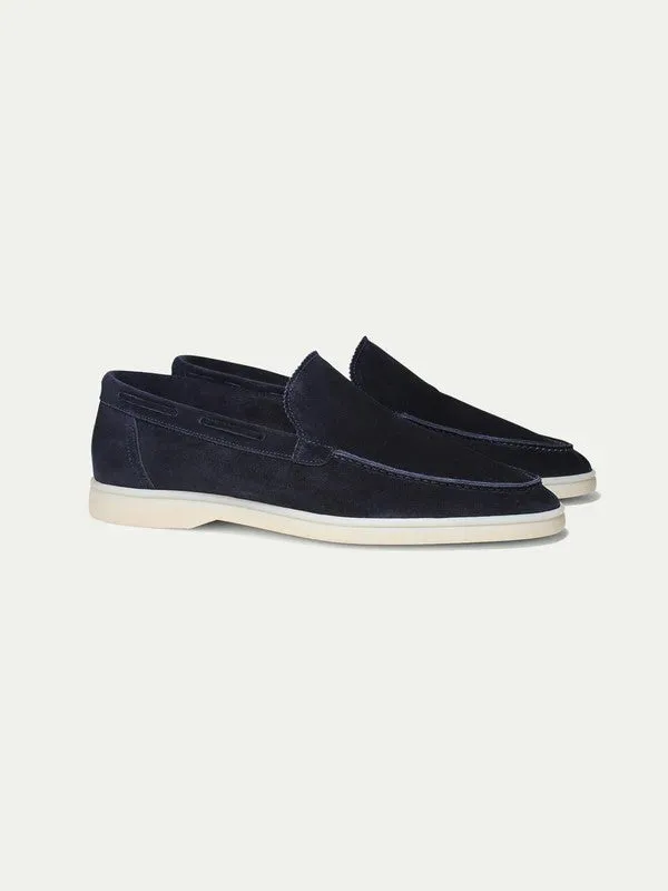 Summer Luxe: Premium Navy Blue Suede Loafers