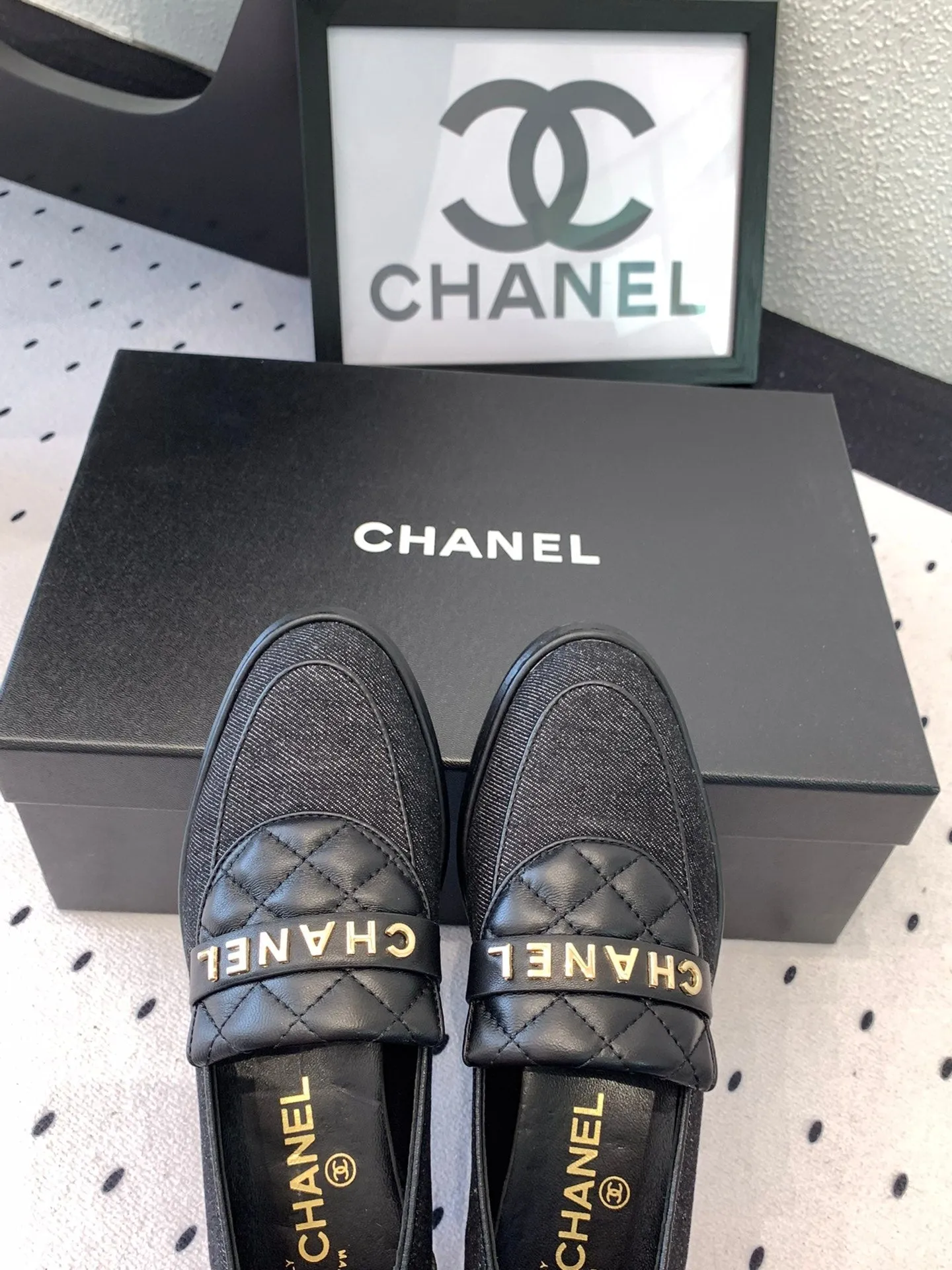 Versatile Fabric Denim Black Top-quality at low price CHANEL 147020 Moccasins In
