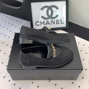 Versatile Fabric Denim Black Top-quality at low price CHANEL 147020 Moccasins In