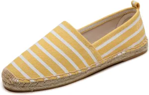 Women's Espadrilles Loafers Closed Toe Comfortable Canvas Flats Slip-on Spring Casual Espadrille Sole Flat Shoes