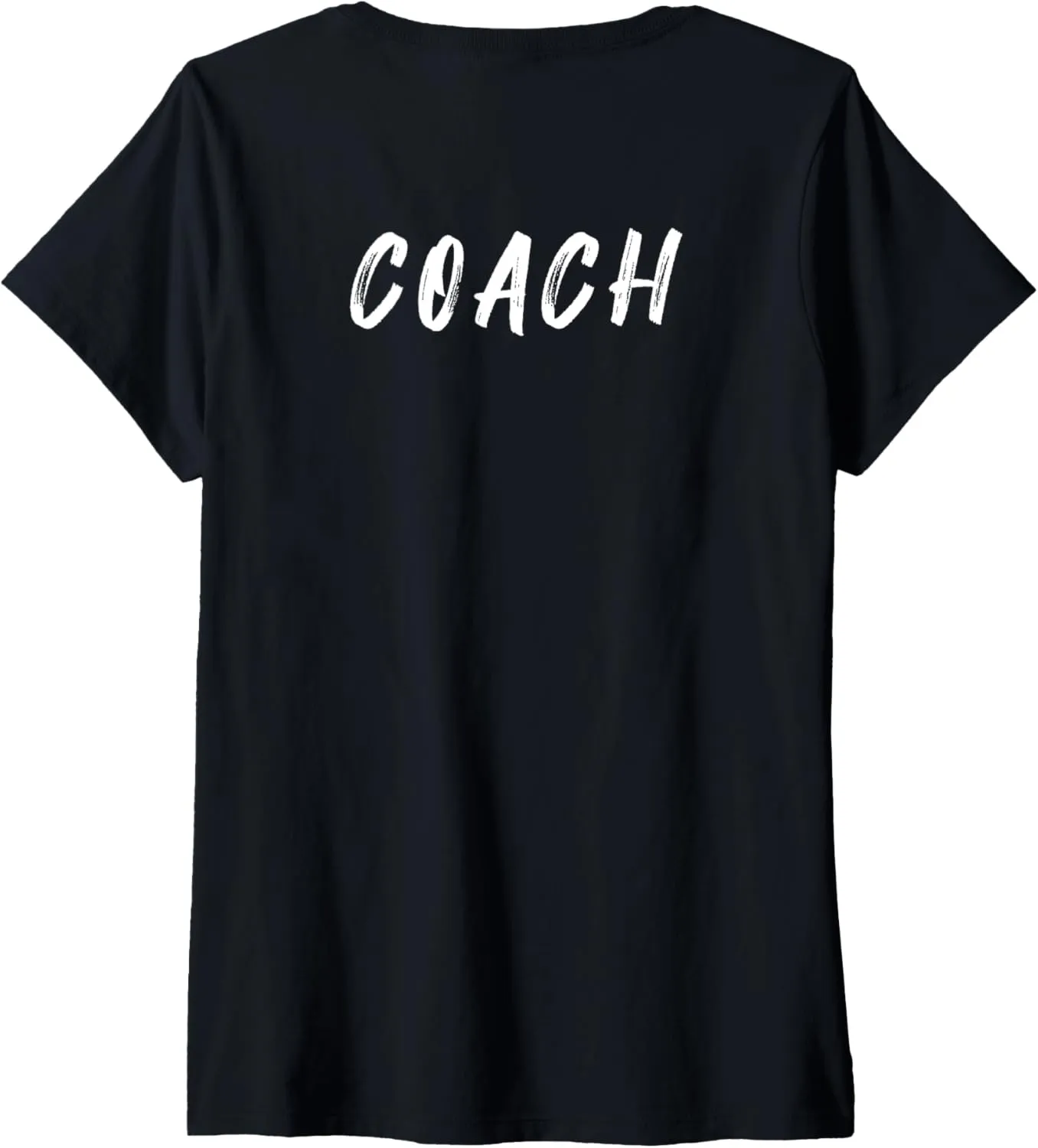 Womens Trainer Instructor Print on Back Soccer Basketball Coach V-Neck T-Shirt