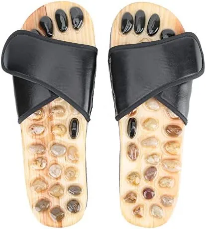 ZJchao Foot Massage Slippers, Cobblestone Stone Sandal Acupuncture Shiatsu Feet Mat Relaxer Reflexology Massage Shoes for Parents Women Men (6)