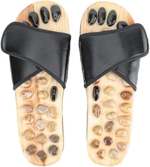 ZJchao Foot Massage Slippers, Cobblestone Stone Sandal Acupuncture Shiatsu Feet Mat Relaxer Reflexology Massage Shoes for Parents Women Men (6)