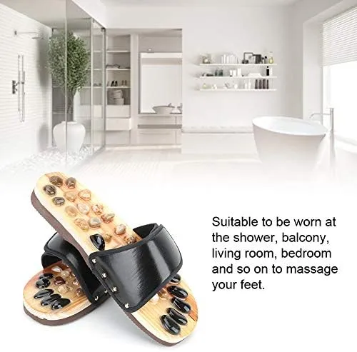 ZJchao Foot Massage Slippers, Cobblestone Stone Sandal Acupuncture Shiatsu Feet Mat Relaxer Reflexology Massage Shoes for Parents Women Men (6)